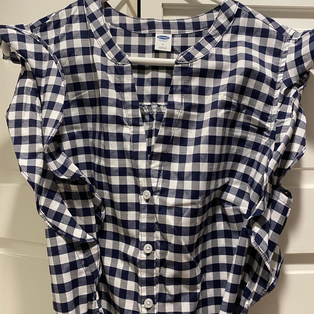 NWT - Blue gingham flutter sleeve dress
